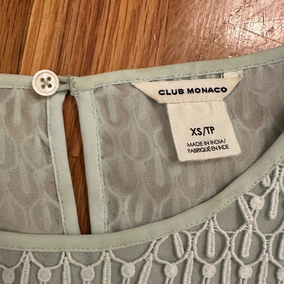 ✨ Club Monaco Lace Overlay Puff Sleeve Blouse - Size XS ✨ - Picture 5 of 11